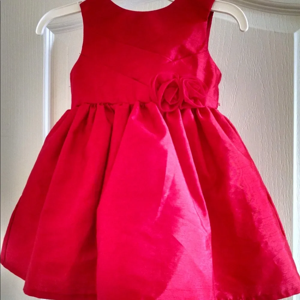 Carter’s Red Taffeta And Crinoline Formal Flower Girl Dress Size 9 mos